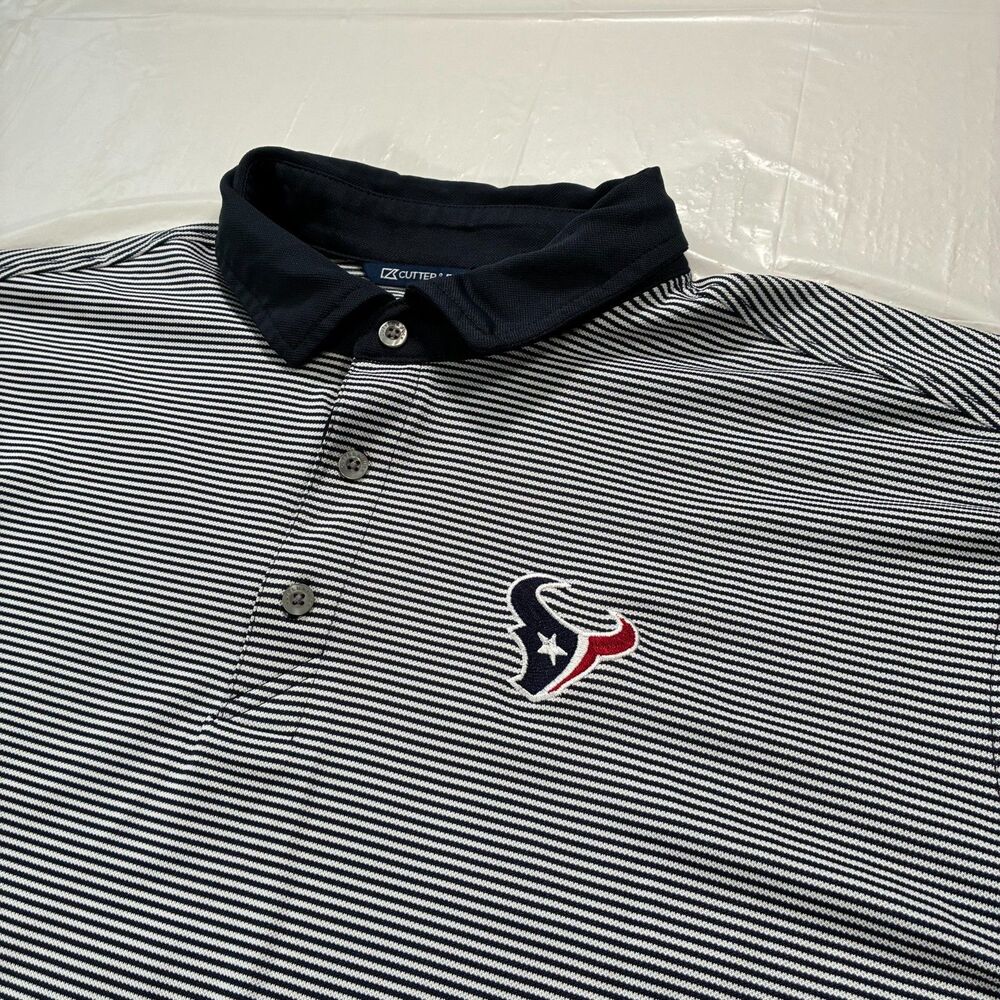 Houston Texans Cutter & Buck Striped Polo Men's XL Golf NFL Football - Stain